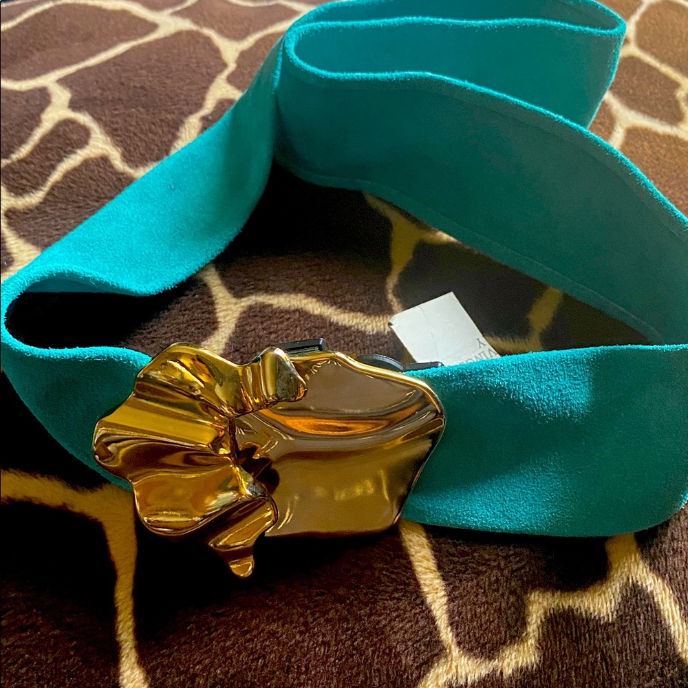 Nan Lewis Vintage Gold tone and Teal Women's Belt
